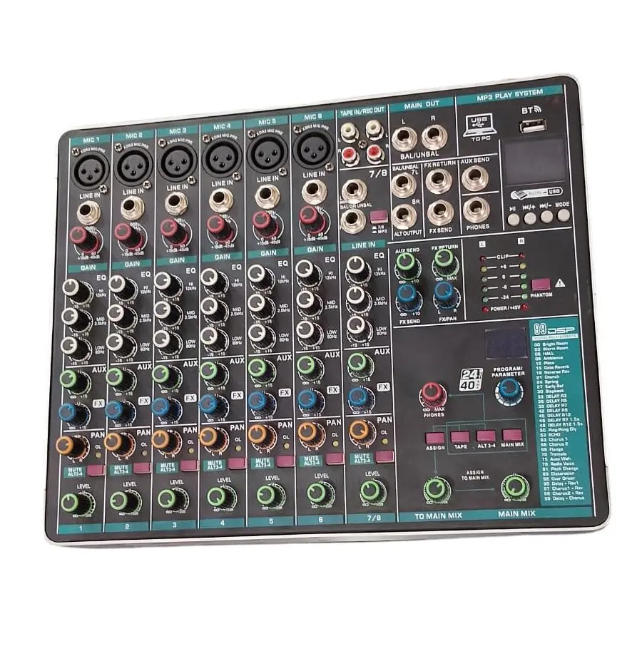 Controlador 6 canales USB MP3 IN