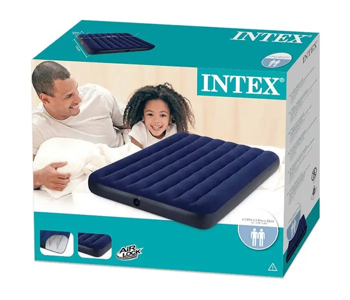 Colchón inflable de tamaño completo Intex (ZX-68758, 137 x 191 x 22 cm, )clásico, azul