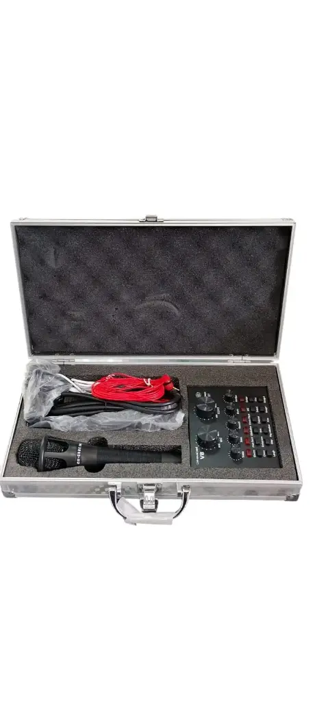Tarjeta Sonido Externa completa V8 Transmisión Mic Aux Audif Equalize Más micrófono audífonos 